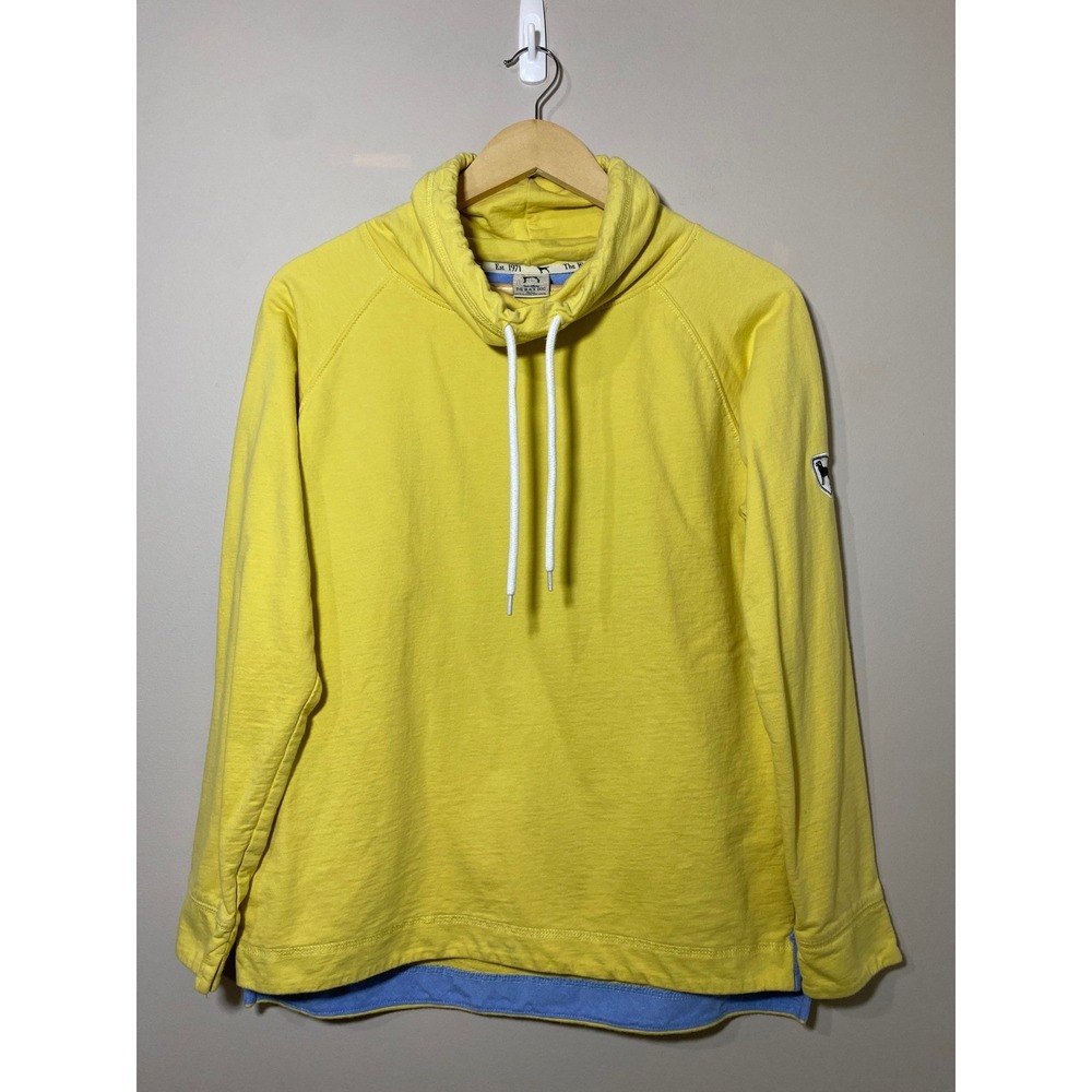 The Black Dog Yellow Cowl Neck Long Sleeve Pullover Sweater Chambray Cuff SMALL